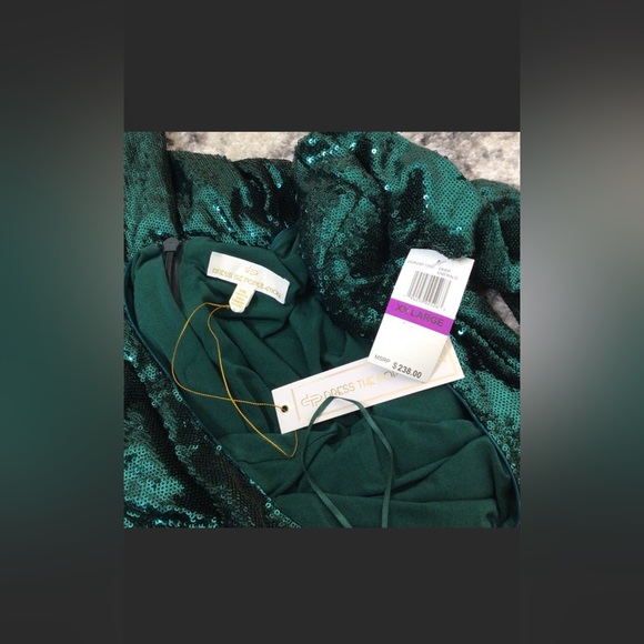 COPY - Dress the Population Natalie Dress emerald green sequin long sleeve XXL - Picture 2 of 4